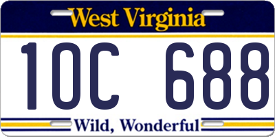 WV license plate 1OC688