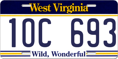 WV license plate 1OC693