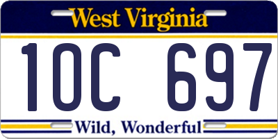 WV license plate 1OC697