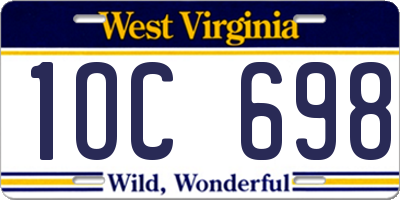 WV license plate 1OC698