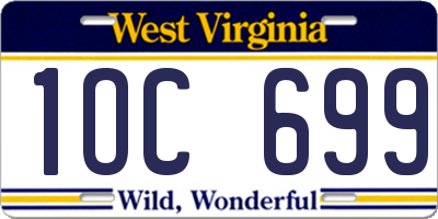 WV license plate 1OC699