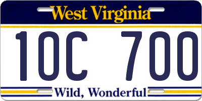 WV license plate 1OC700
