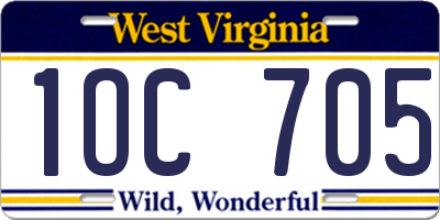 WV license plate 1OC705