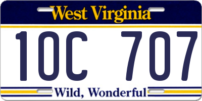 WV license plate 1OC707