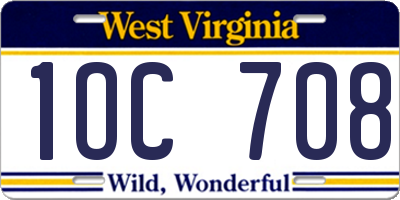 WV license plate 1OC708