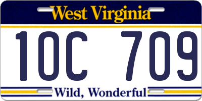 WV license plate 1OC709