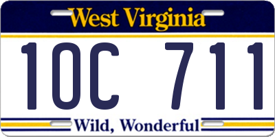 WV license plate 1OC711