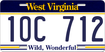 WV license plate 1OC712