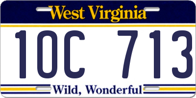 WV license plate 1OC713