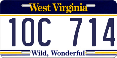 WV license plate 1OC714