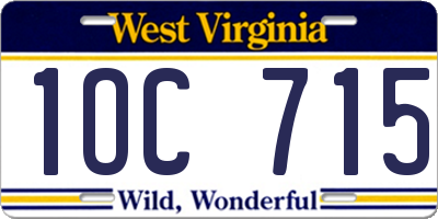 WV license plate 1OC715