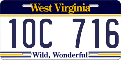 WV license plate 1OC716