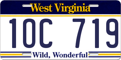 WV license plate 1OC719