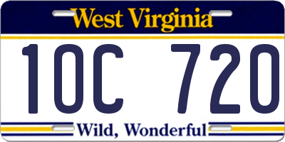 WV license plate 1OC720