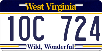 WV license plate 1OC724