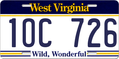 WV license plate 1OC726