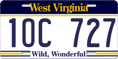 WV license plate 1OC727