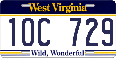 WV license plate 1OC729