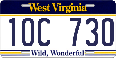 WV license plate 1OC730