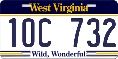 WV license plate 1OC732