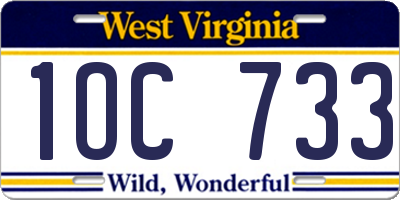 WV license plate 1OC733