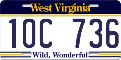 WV license plate 1OC736