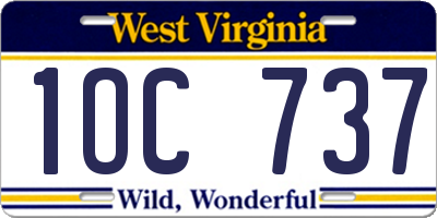 WV license plate 1OC737