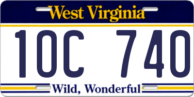 WV license plate 1OC740