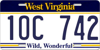 WV license plate 1OC742
