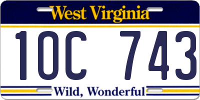 WV license plate 1OC743