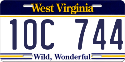 WV license plate 1OC744