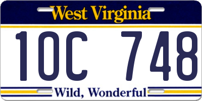 WV license plate 1OC748