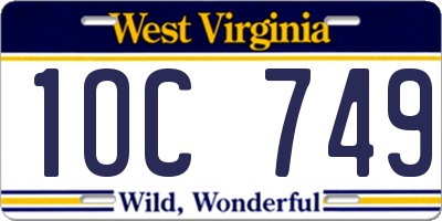 WV license plate 1OC749