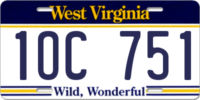 WV license plate 1OC751