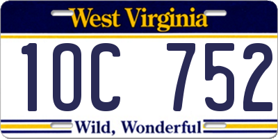 WV license plate 1OC752
