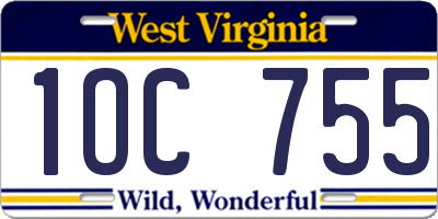 WV license plate 1OC755