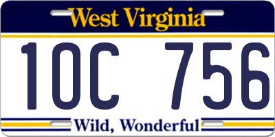 WV license plate 1OC756