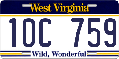 WV license plate 1OC759