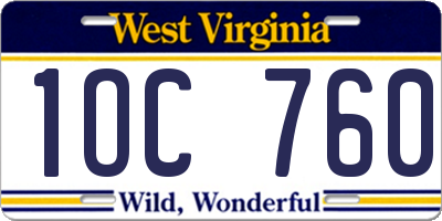 WV license plate 1OC760