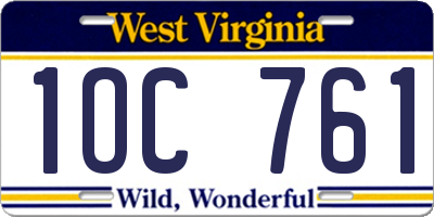 WV license plate 1OC761