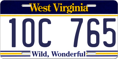 WV license plate 1OC765