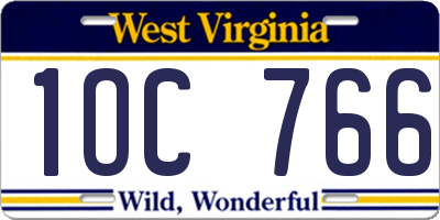 WV license plate 1OC766
