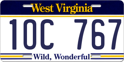 WV license plate 1OC767