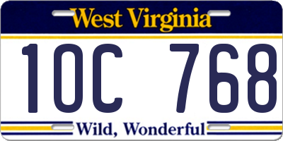 WV license plate 1OC768