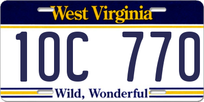 WV license plate 1OC770
