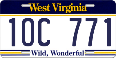 WV license plate 1OC771