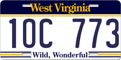 WV license plate 1OC773