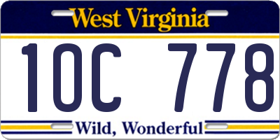 WV license plate 1OC778