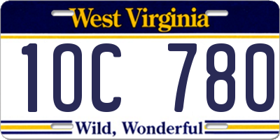 WV license plate 1OC780