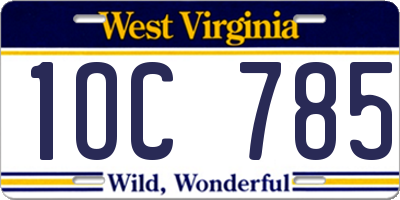 WV license plate 1OC785